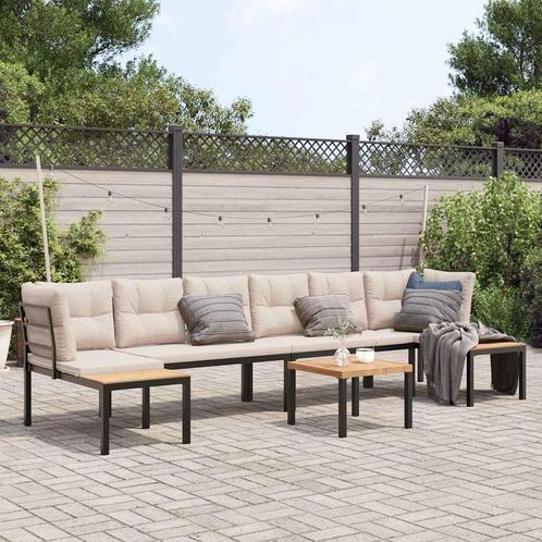 vidaXL 5-delige Loungeset met kussens gepoedercoat staal, Tuin en Terras, Tuinsets en Loungesets, Loungeset, Nieuw, Verzenden