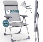 Tuinstoel Aluminium met Hoge Rugleuning Grijs Set van 2 s..., Verzenden, Nieuw