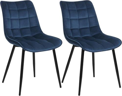 WOLTU 2x Eetkamerstoel - Fluweel - Metalen poten - Blauw, Huis en Inrichting, Overige Huis en Inrichting, Nieuw, Verzenden