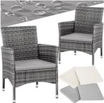 Tuinstoelen - Met kussens - Weerbestendig - 2 stuks - Grijs, Tuin en Terras, Verzenden, Zo goed als nieuw