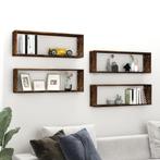 vidaXL Wandschappen kubus 4 st 80x15x26,5 cm hout gerookt, Verzenden, Nieuw