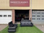 STRESSLESS Wave  bankstel zwart leer design 3+2 zits banken, Rechte bank, Deign, Vierpersoons of meer, Leer