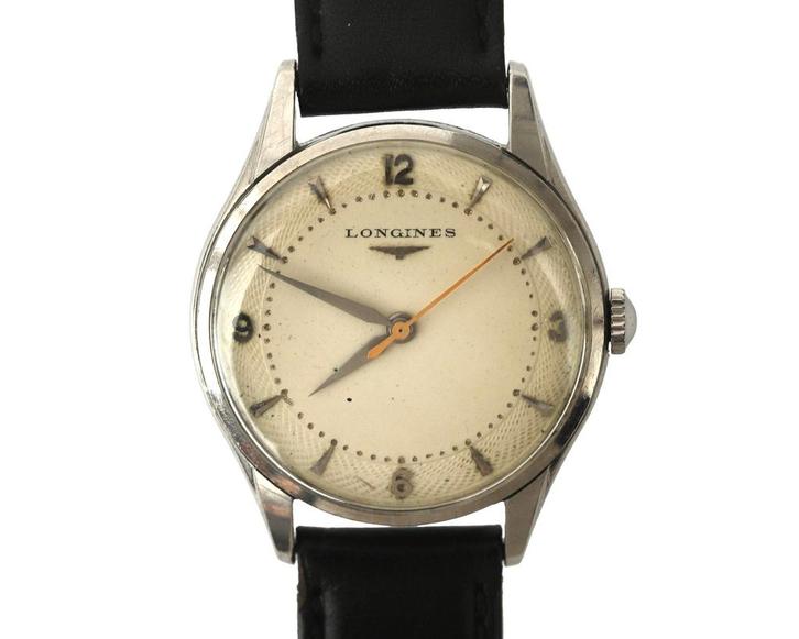 Een stalen Longines Calatrava polshorloge, ca. 1955, Sieraden, Tassen en Uiterlijk, Horloges | Antiek