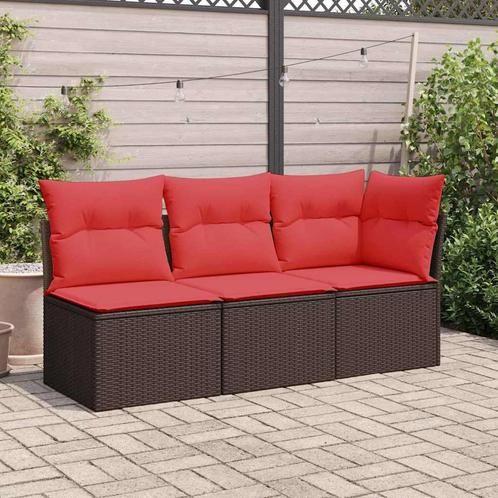 vidaXL Tuinbank zonder armleuningen met kussens poly rattan, Tuin en Terras, Tuinsets en Loungesets, Nieuw, Rotan, Verzenden