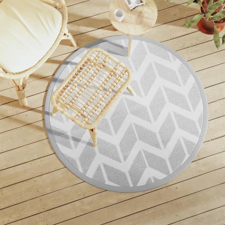 vidaXL Buitenkleed ARAKIL Ø120 cm PP grijs, Huis en Inrichting, Stoffering | Tapijten en Kleden, Grijs, Nieuw, Verzenden
