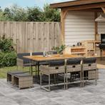 vidaXL 11-delige Tuinset met kussens poly rattan grijs, Meer dan 8 zitplaatsen, Nieuw, Tuinset, Verzenden