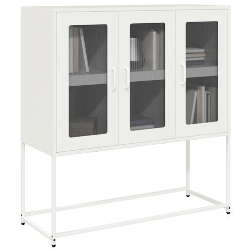 vidaXL Dressoir 100,5x39x107 cm koudgewalst staal wit, Huis en Inrichting, Kasten | Dressoirs, Nieuw, Metaal, Verzenden