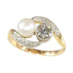 Ring - 14 karaat Geel goud, Witgoud - 0.58ct. tw. Diamant, Sieraden, Tassen en Uiterlijk, Nieuw