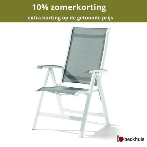 Sieger Calvi klapstoel Aluminium/textileen - Wit/lichtgrijs, Tuin en Terras, Tuinstoelen, Nieuw, Overige materialen, Ophalen of Verzenden