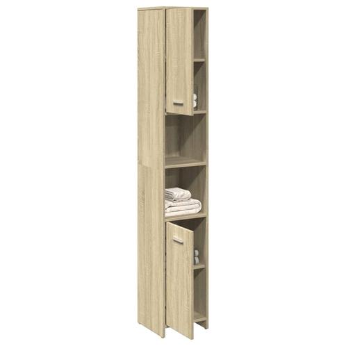 vidaXL Badkamerkast 30x30x183,5 cm spaanplaat sonoma, Huis en Inrichting, Badkamer | Badkamermeubels, Nieuw, 150 tot 200 cm, Verzenden