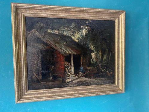 Theo Goedvriend (1879-1969) - Boer bij hut in bos, Antiek en Kunst, Kunst | Schilderijen | Klassiek