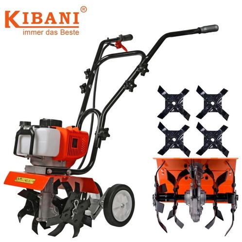 Kibani Mini Grondfrees Benzine - Tuinfrees + 4 Reservemessen, Tuin en Terras, Hand-tuingereedschap, Nieuw