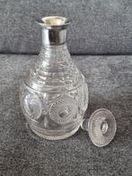 Karaf - Kristal - Gegraveerd kristal en zilver, Antiek en Kunst