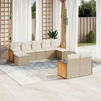 vidaXL 9-delige Loungeset met kussens poly rattan beige, Verzenden, Nieuw, Rotan, Loungeset
