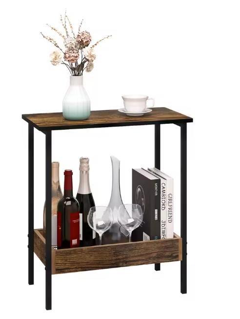 Salontafel met 2 Planken – Licht Eiken en Zwart Metaal, Huis en Inrichting, Tafels | Sidetables, Nieuw, Verzenden