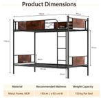 2dekans | Coast - Metalen Stapelbedframe - 2-in-1, Hout-look, Kinderen en Baby's, Kinderkamer | Bedden, Ophalen of Verzenden, Zo goed als nieuw