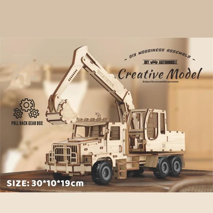 Kiepwagen met Graafarm 177-delig Houten DIY Modelbouw, Hobby en Vrije tijd, Modelbouw | Overige, Nieuw, Verzenden