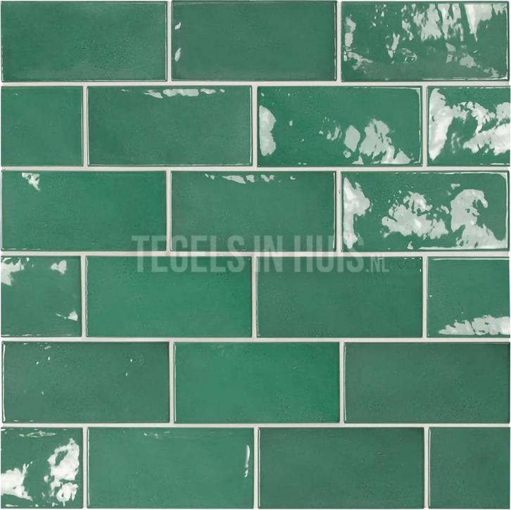Handvorm wandtegel 6,5x13 groen soft glans wandtegel, Doe-het-zelf en Verbouw, Tegels, Wandtegels, Nieuw, 10 m² of meer, Ophalen