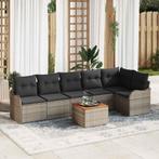 vidaXL Tuin Sofa Set 7 pcs Grijs Poly riet, Tuin en Terras, Tuinsets en Loungesets, Verzenden, Nieuw, Rotan