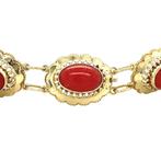 Gouden vintage bootjes armband met bloedkoraal 14 kt, Ophalen of Verzenden, Nieuw