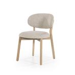 Eetkamerstoel Mikky Naturel hout - Taupe Moon - 96175 - e..., Huis en Inrichting, Stoelen, Nieuw, Stof