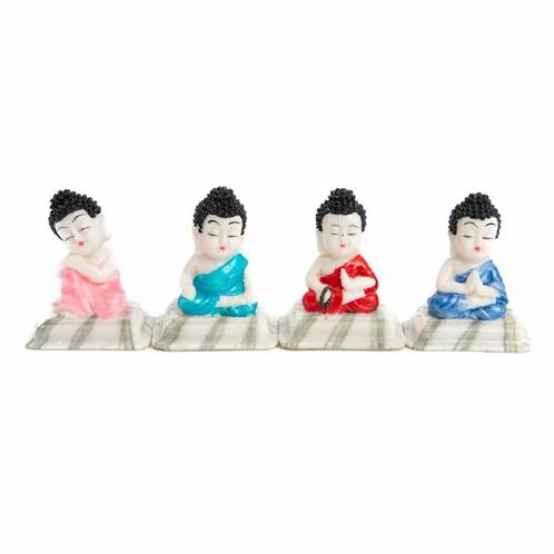Happy Boeddha Beelden - set van 4  - ca. 7 cm, Huis en Inrichting, Woonaccessoires | Boeddhabeelden, Nieuw, Verzenden
