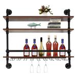 Industriële Wand Wijnrek – 3-Lagen Hout en Metaal, 92 cm, Huis en Inrichting, Woonaccessoires | Wijnrekken, Verzenden, Nieuw