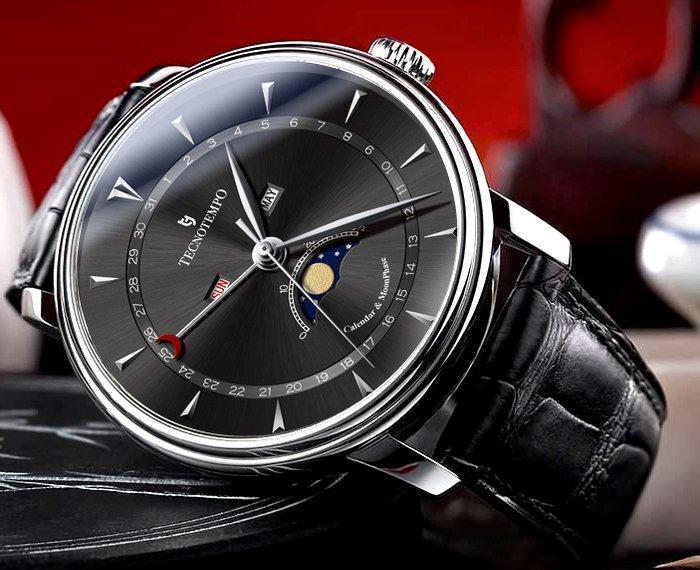 Tecnotempo - Calendar & Moon Phase - 40mm - - Zonder, Sieraden, Tassen en Uiterlijk, Horloges | Heren