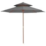 vidaXL Parasol dubbeldekker met houten paal 270 cm antraciet, Verzenden, Nieuw, 2 tot 3 meter
