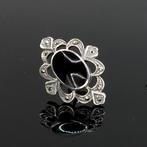 Zilver, 925 sterling zilver zwart onyx en marcasiet -, Antiek en Kunst