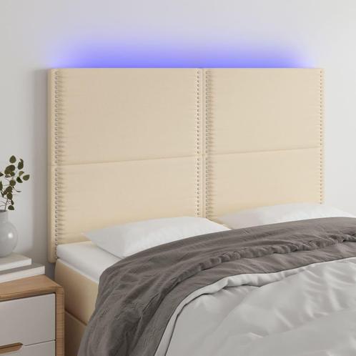 vidaXL Hoofdbord LED 144x5x118/128 cm stof crèmekleurig, Huis en Inrichting, Slaapkamer | Bedden, Crème, Nieuw, Stof, Verzenden