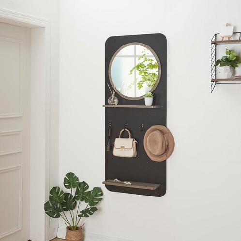 Wandkapstok Helsinge met spiegel en planken 140x59,5x16 cm z, Huis en Inrichting, Kasten | Kledingkasten, Nieuw, Verzenden