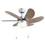 Plafondventilator staal met hout print 80cm met, Verzenden, Nieuw, Modern