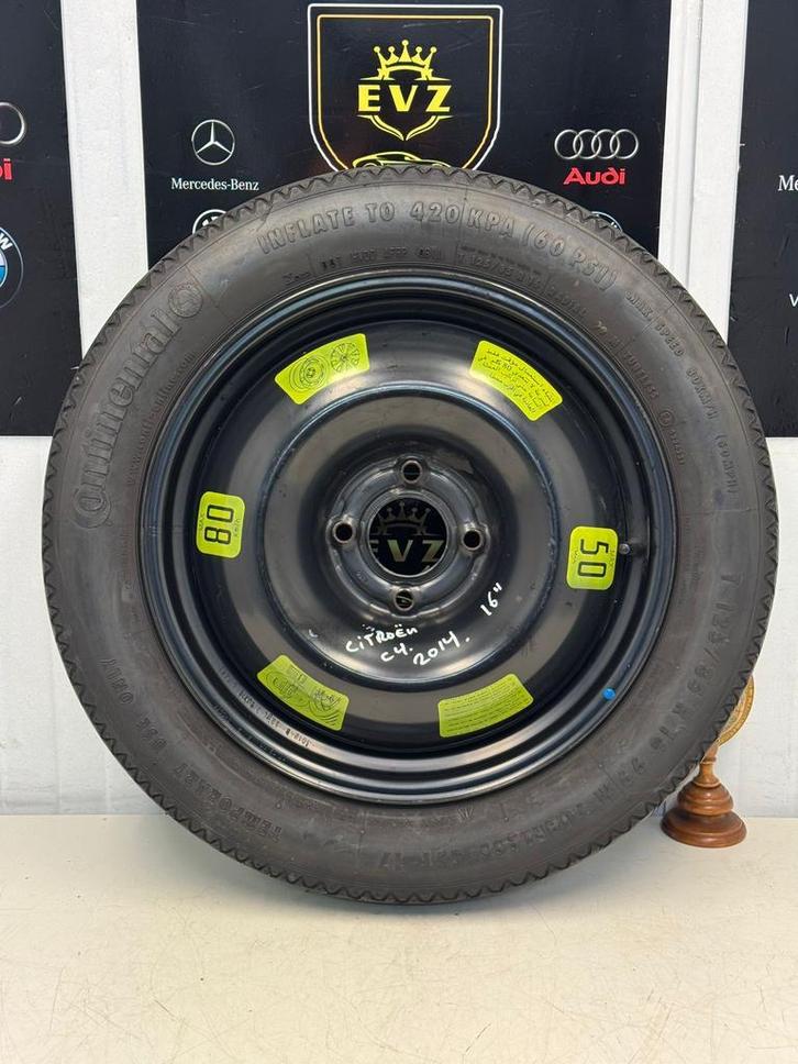 Citroën C4 reservewiel+thuiskomer bj.2014 16 inch 4x108, Auto-onderdelen, Banden en Velgen, Banden en Velgen, Gebruikt