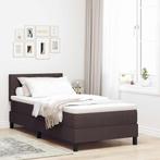 vidaXL Boxspring bed met matras Donkerbruin 90 x 190 cm Stof, Huis en Inrichting, Verzenden, Nieuw, Bruin, Stof