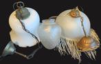 Lamp - glas, metaal, kraaltjes - Drie vintage hanglampen