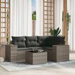 vidaXL 5-delige Loungeset met kussens poly rattan grijs, Verzenden, Nieuw, Rotan, Loungeset