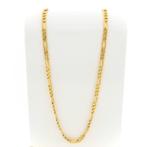 18 Krt. Massief gouden lange figaro schakel ketting | 92 cm, Ophalen of Verzenden, Gebruikt, Overige kleuren, Goud