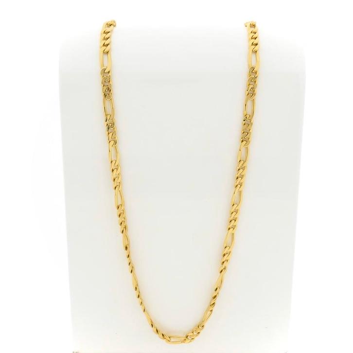 18 Krt. Massief gouden lange figaro schakel ketting | 92 cm, Sieraden, Tassen en Uiterlijk, Kettingen, Overige kleuren, Gebruikt