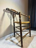 Stoel - Stoel van Massief Hout met Gevlochten Rieten Zitting, Antiek en Kunst