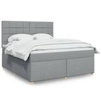 vidaXL Boxspring met matras stof lichtgrijs 180x200 cm, Huis en Inrichting, Slaapkamer | Bedden, Eenpersoons, Verzenden, Nieuw
