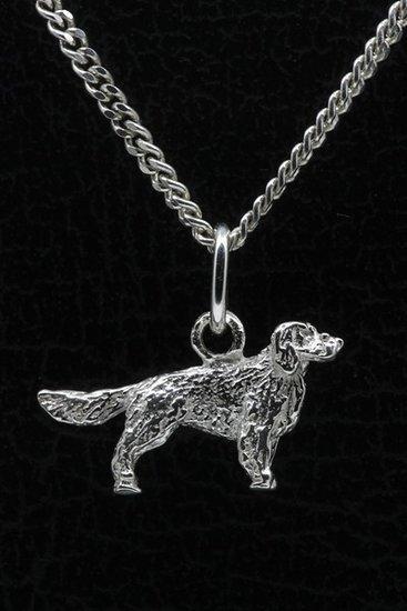 Zilveren Irish red and white setter ketting hanger - klein, Sieraden, Tassen en Uiterlijk, Kettinghangers, Verzenden