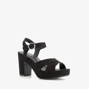 Dames sandalen zwart online met hak