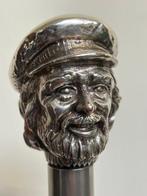 Wandelstok - Hout, Verzilverd - wandelstok, Antiek en Kunst