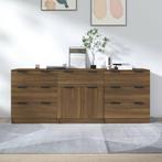 vidaXL 3-delige Dressoirs bewerkt hout bruin eikenkleur, Huis en Inrichting, Verzenden, Nieuw, 50 tot 100 cm, 25 tot 50 cm