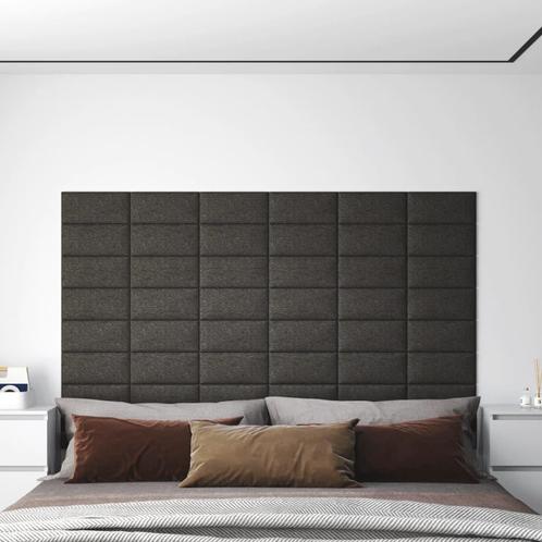 vidaXL Wandpanelen 12 st 0,54 m² 30x15 cm stof donkergrijs, Doe-het-zelf en Verbouw, Platen en Panelen, Nieuw, Verzenden