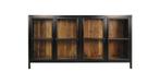 Vitrinekast Kingston - Naturel/zwart - Acacia/metaal/glas, Nieuw, 150 tot 200 cm, Minder dan 100 cm, 25 tot 50 cm