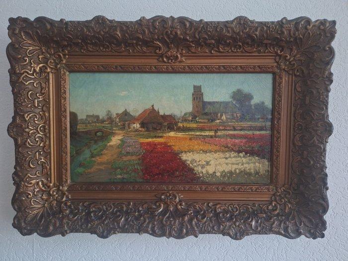Jan van Laar (XX) - Bloembollenveld Lisse, Antiek en Kunst, Kunst | Schilderijen | Klassiek