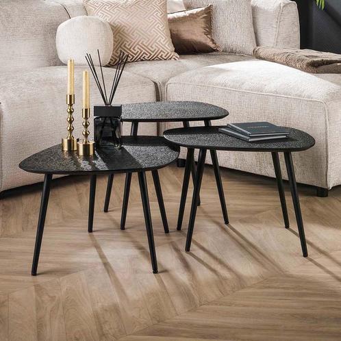 *WOONWINKEL* Metallic Antraciet Salontafel Set Organisch, Huis en Inrichting, Tafels | Salontafels, Nieuw, Verzenden