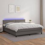 vidaXL Boxspring met matras en LED kunstleer grijs 180x200, Huis en Inrichting, Slaapkamer | Bedden, Overige materialen, Eenpersoons